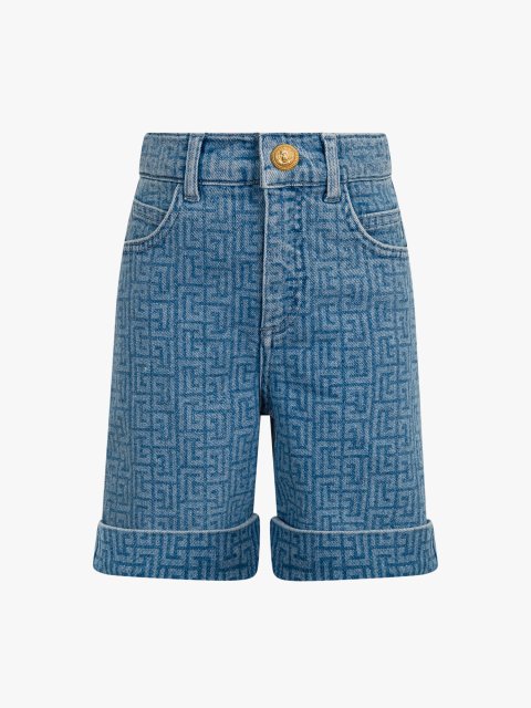 Блакитні шорти BALMAIN KIDS з бавовни: фото - Invogue