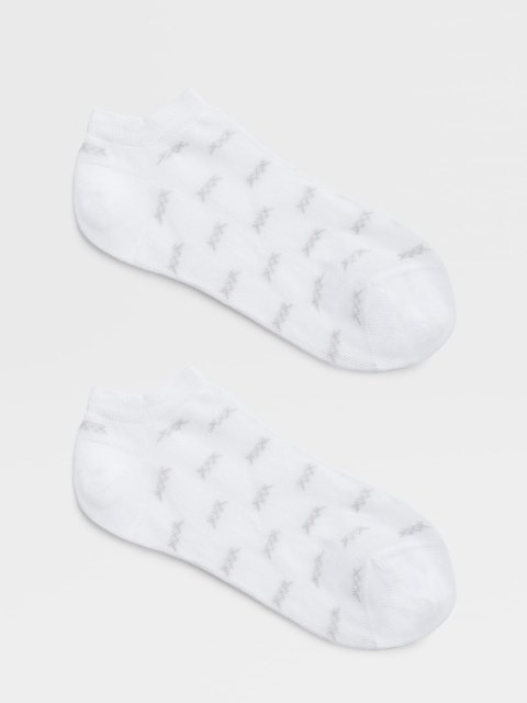 Білі спортивні шкарпетки Zegna вкороченого крою в принт: фото 1 - Invogue