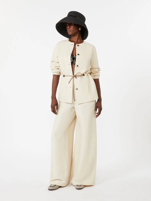 Бежеві брюки Max Mara з льону та шовку: фото 1 - Invogue