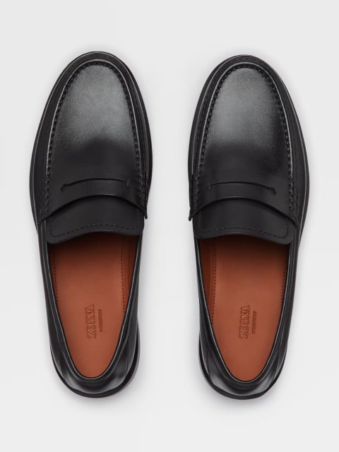 Чорні лофери Zegna X-Lite з полірованої вручну шкіри: фото 4 - Invogue