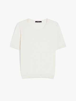 Кремова футболка WEEKEND MAX MARA з шовку та бавовни: фото - Invogue