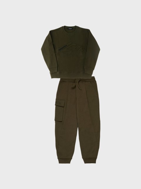 Кофта та штани кольору хакі DSQUARED KID з бавовни: фото - Invogue