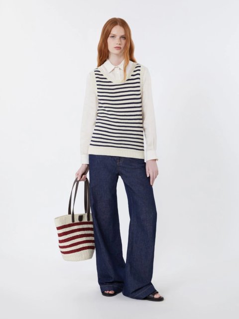 Вязаный топ в полоску WEEKEND MAX MARA из хлопковой пряжи: фото 1 - Invogue