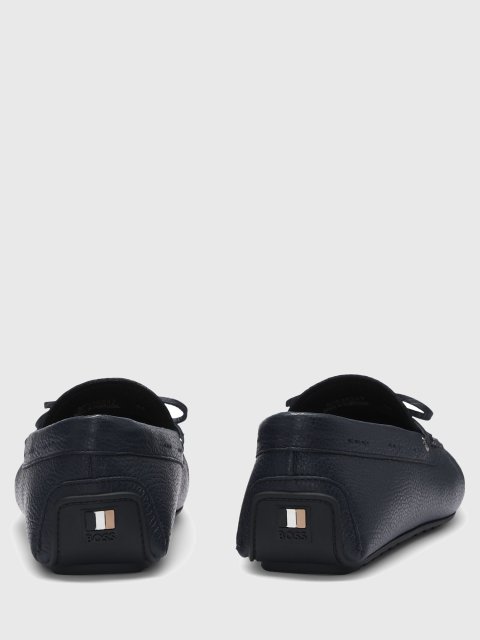 Темно-синие мокасины BOSS из кожи: фото 3 - Invogue