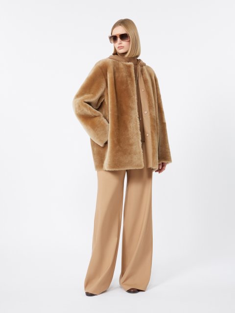 Темно-бежеві брюки MAX MARA з вовняної саржі: фото 1 - Invogue
