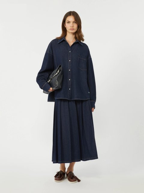 Темно-синя спідниця WEEKEND MAX MARA з бавовняного деніму: фото 1 - Invogue