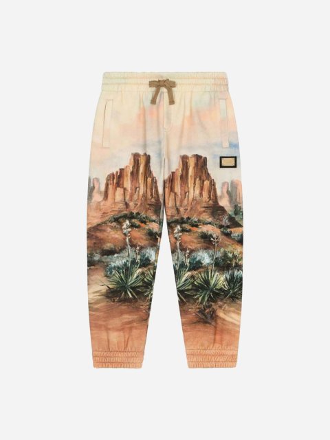 Бежеві штани DOLCE&GABBANA з принтом та кишенями: фото - Invogue