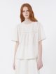 Кремовий топ Weekend Max Mara з льону з вишивкою: фото 2 - Invogue
