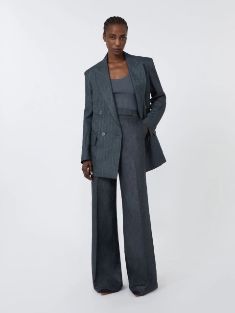 Cерые брюки Max Mara из льна: фото 1 - Invogue
