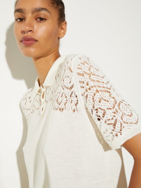 Молочна футболка Max&Co з бавовняної креп-пряжі: фото 4 - Invogue