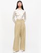 Бежевые брюки Ganni саржевые: фото 1 - Invogue