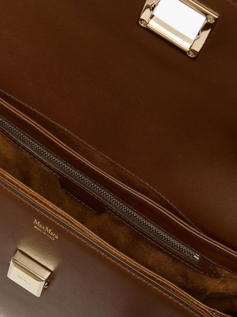 Коричневая сумка MAX MARA квадратной формы из кожи: фото 4 - Invogue