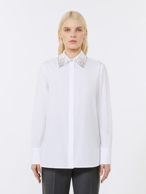 Біла сорочка MAX MARA з бавовни: фото 2 - Invogue
