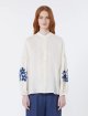 Кремова сорочка Weekend Max Mara з льону з вишивкою: фото 1 - Invogue