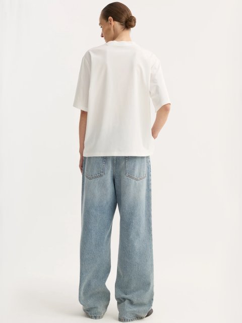 Біла футболка Róhe з бавовни, модалу та шовку: фото 5 - Invogue