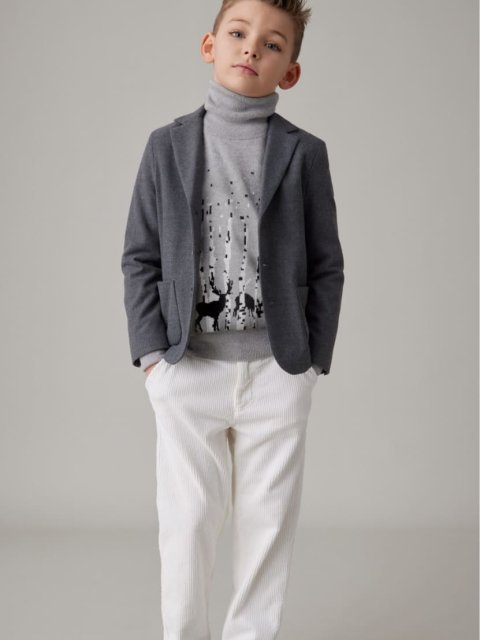 Сірий светр IL GUFO з вовни з високим коміром: фото 1 - Invogue