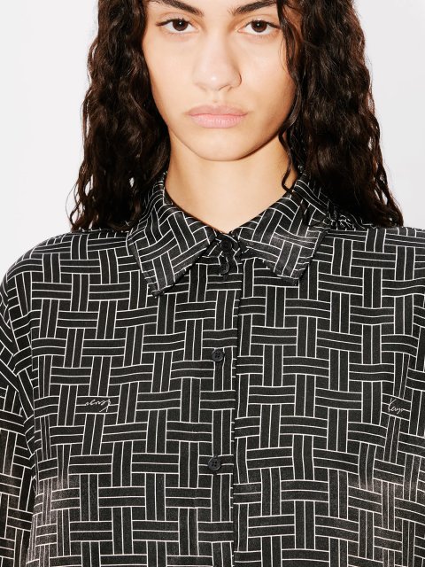 Черная рубашка Kenzo с орнаментом: фото 3 - Invogue