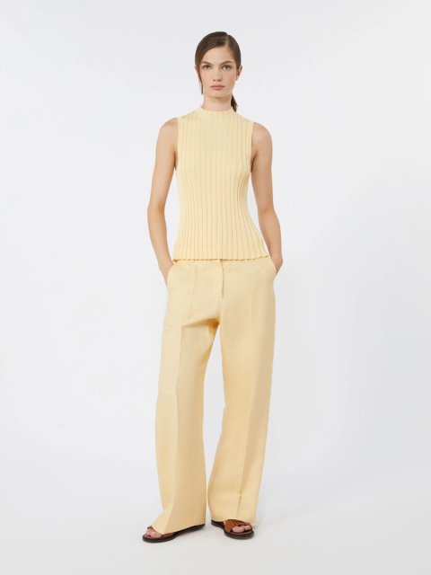 Жовті брюки WEEKEND MAX MARA з чистого льону: фото 1 - Invogue