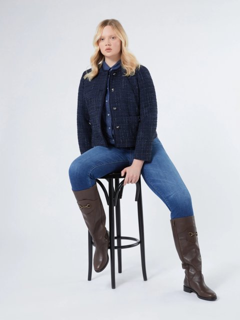 Темно-синяя блуза MARINA RINALDI из хлопка: фото 1 - Invogue