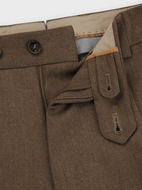 Брюки кольору хакі BOSS з натуральної вовни: фото 5 - Invogue