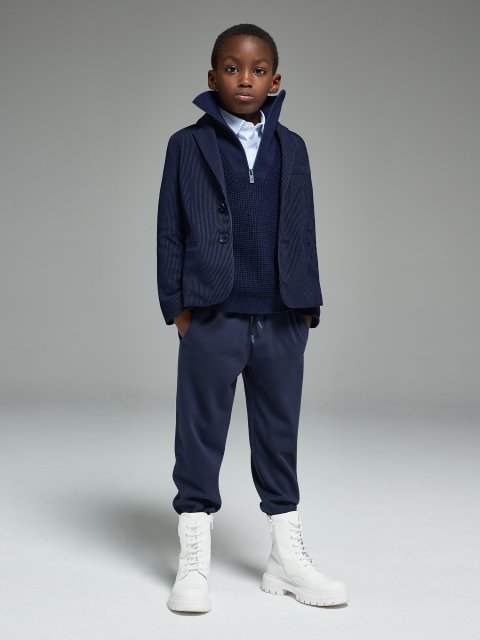 Темно-синій светр EMPORIO ARMANI KIDS з бавовни: фото 1 - Invogue