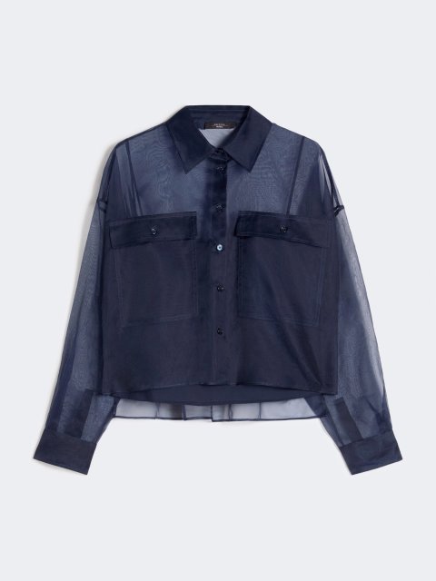 Темно-синя сорочка з топом Weekend Max Mara з шовкової органзи: фото - Invogue
