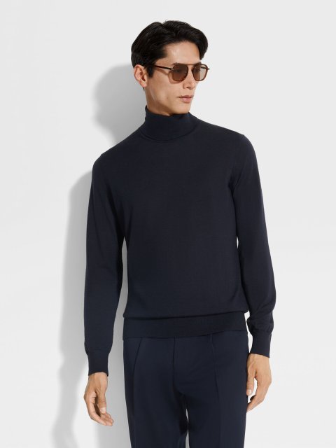 Темно-синій светр ZEGNA з кашеміру та шовку: фото 1 - Invogue