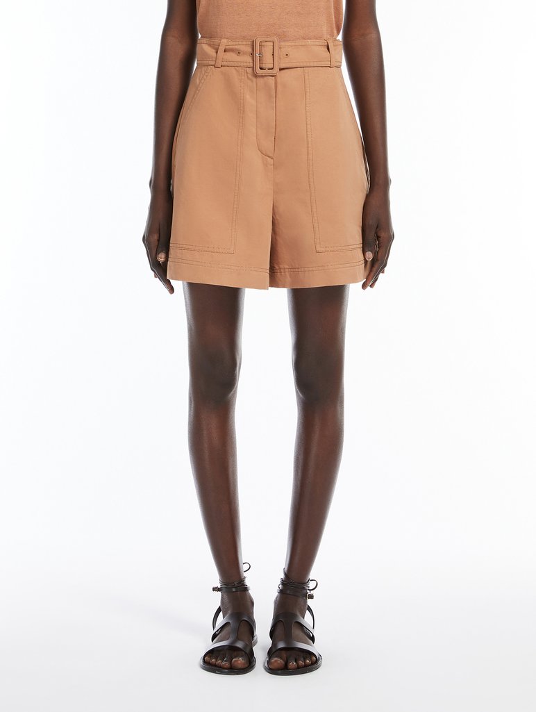 Бежевые бермуды Weekend Max Mara из хлопка и льна: фото 2 - Invogue