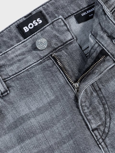 Серые джинсы Boss хлопчатобумажные: фото 4 - Invogue