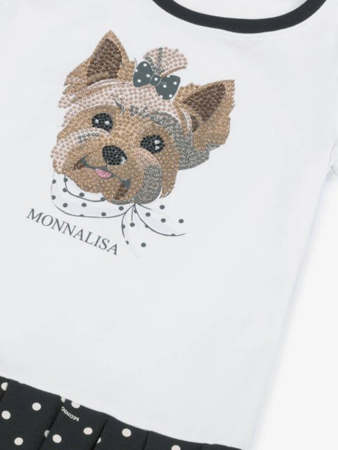Біло-чорна трикотажна сукня з декором «собачка» Monnalisa: фото 1 - Invogue