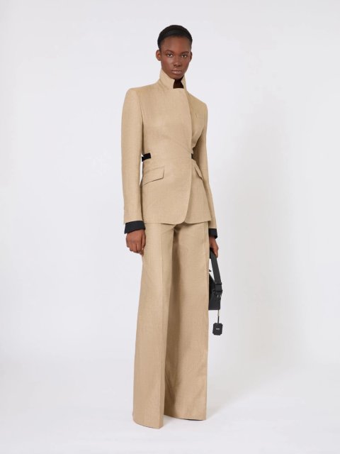 Темно-бежеві брюки Max Mara з чистого льону: фото 1 - Invogue
