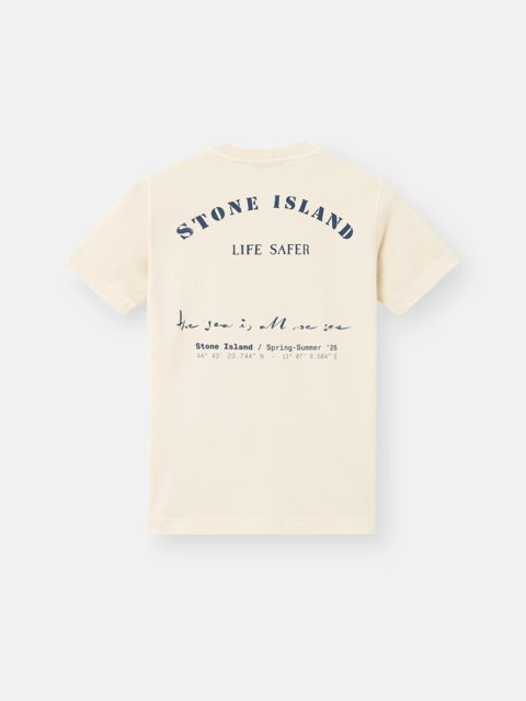 Біла футболка з принтом Stone Island з бавовни: фото 1 - Invogue