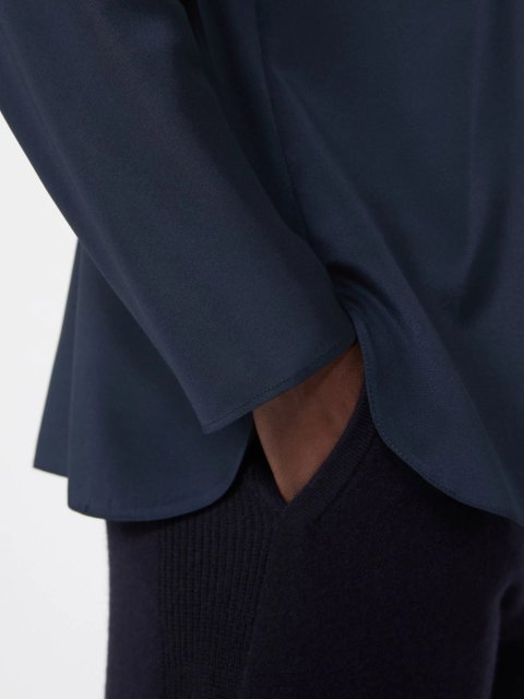 Темно-синя блуза MAX MARA з шовкового крепдешину: фото 5 - Invogue