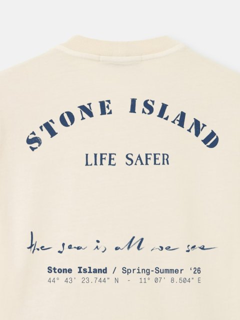 Біла футболка з принтом Stone Island з бавовни: фото 2 - Invogue