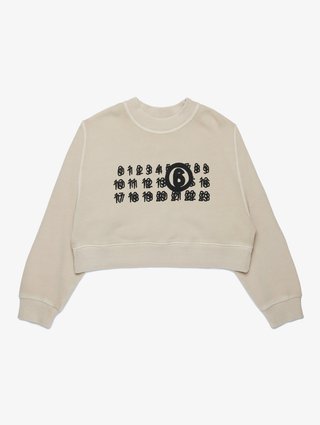 Бежевый свитшот MM6 KID из хлопка: фото - Invogue
