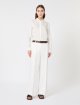 Біла сорочка Weekend Max Mara з льону з вишитим логотипом: фото 1 - Invogue