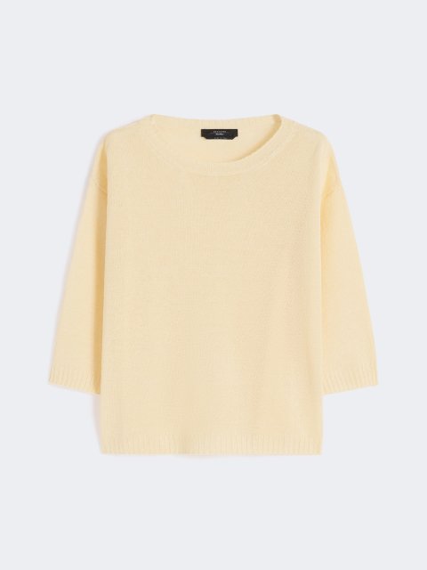 Желтый укороченный свитер Weekend Max Mara из льна: фото - Invogue