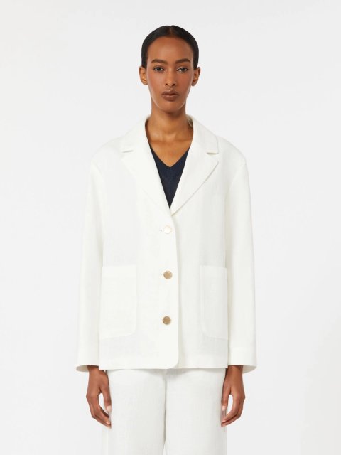 Білий жакет Max Mara з лляної тканини: фото 2 - Invogue