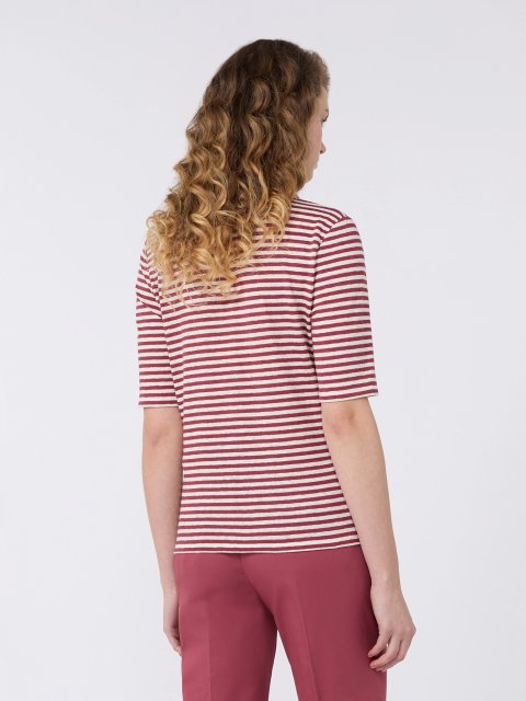 Бордовая футболка Weekend Max Mara из льна и эластана: фото 3 - Invogue