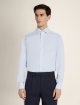 Блакитна сорочка у тонку смужку Zegna з бавовни: фото 1 - Invogue