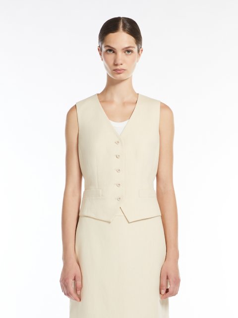 Молочний жилет Weekend Max Mara з віскози та льону: фото 2 - Invogue