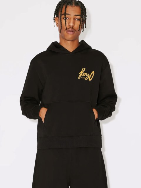 Черное худи KENZO на флисе с логотипом KENZO Archive: фото 1 - Invogue