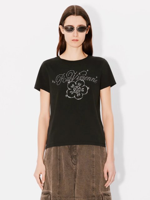 Черная футболка Kenzo с блестящей надписью: фото 1 - Invogue