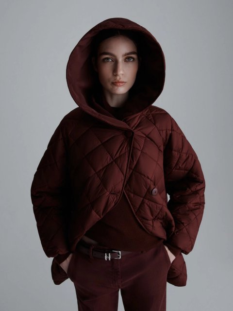 Бордовая куртка MARELLA стеганая: фото 2 - Invogue