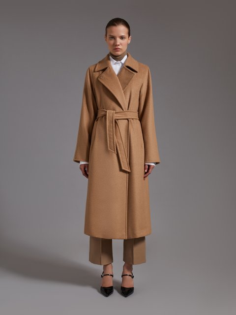 Темно-бежеве пальто MAX MARA прямого крою: фото 3 - Invogue