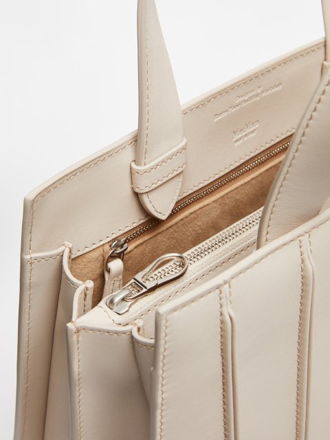 Кремовая сумка Max Mara кожаная: фото 4 - Invogue