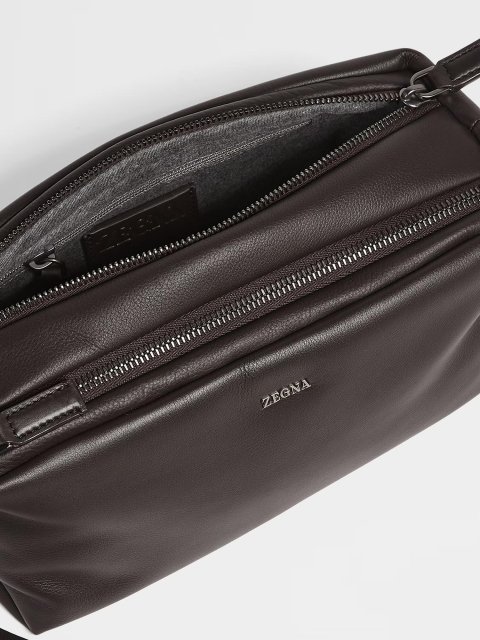 Темно-коричнева сумка ZEGNA з м'якої шкіри: фото 3 - Invogue