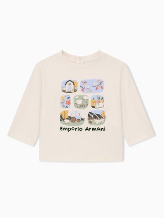 Кремовый джемпер Emporio Armani из хлопка: фото - Invogue