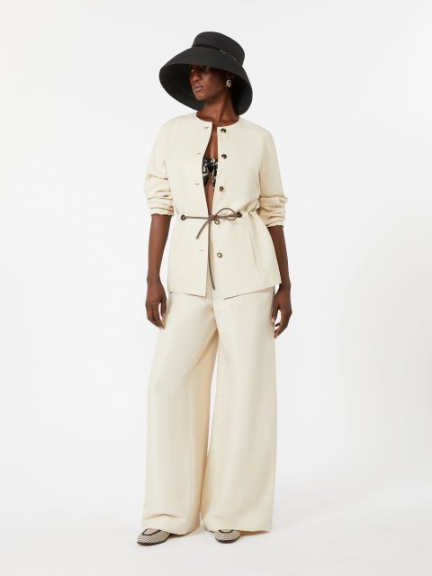 Бежевий жакет Max Mara з льону та шовку: фото 1 - Invogue