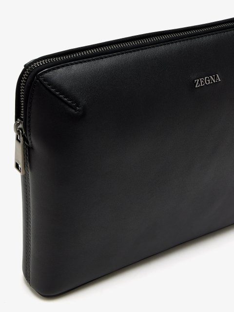 Чорна сумка ZEGNA з гладкої шкіри: фото 3 - Invogue